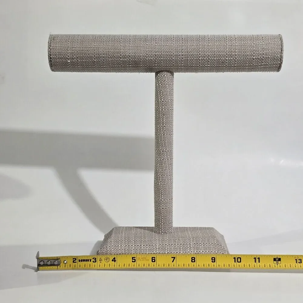 Jewlery Stand - Linen T Bar Tall Bracelet Necklace Organizer - Beige